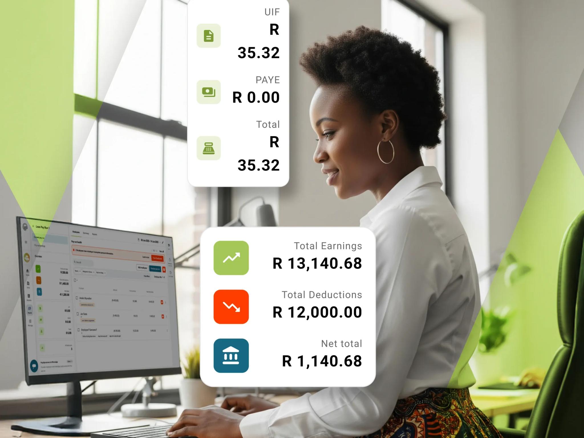 payroll admin working on laptop